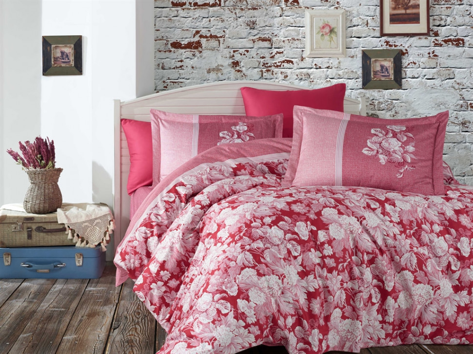 

Постельное белье Hobby Exclusive Sateen Amalia бордовый евро 8698499141216