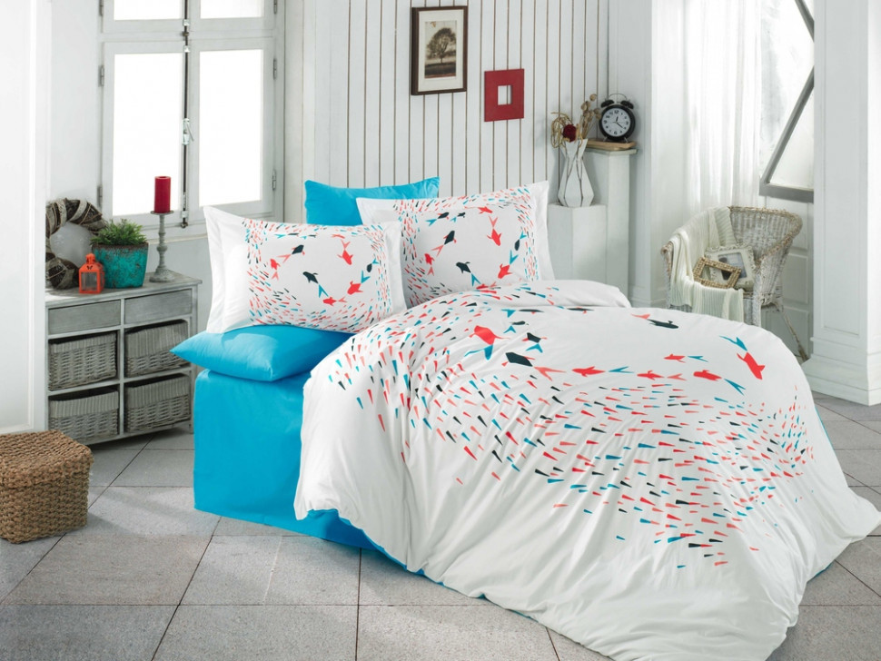 

Постельное белье Poplin Hobby Delfina бирюзовый евро 8698499144583