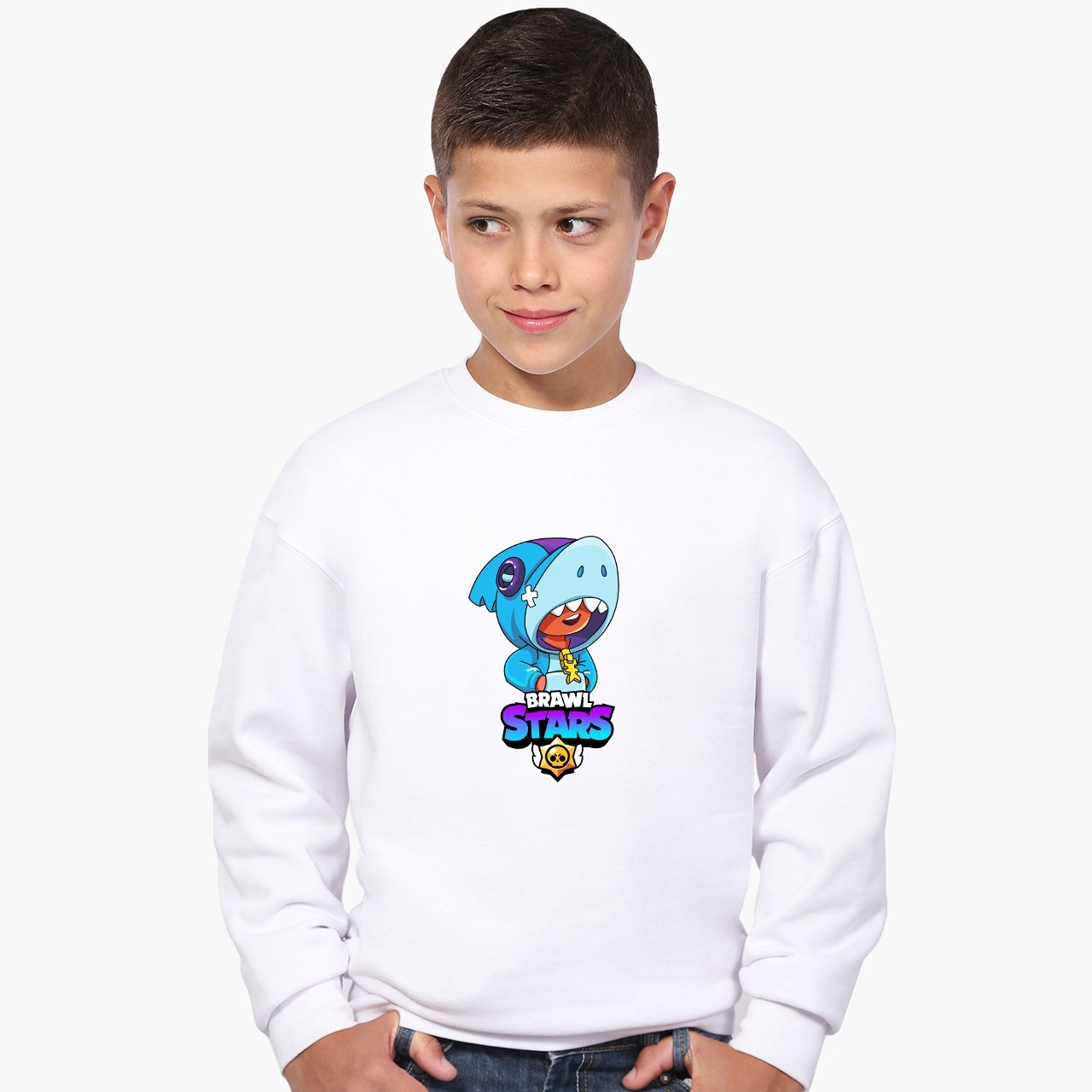 

Свитшот для мальчиков Бравл Старс Леон Акула (Brawl Stars Leon Shark) (9509-1016) 158-164 см Белый