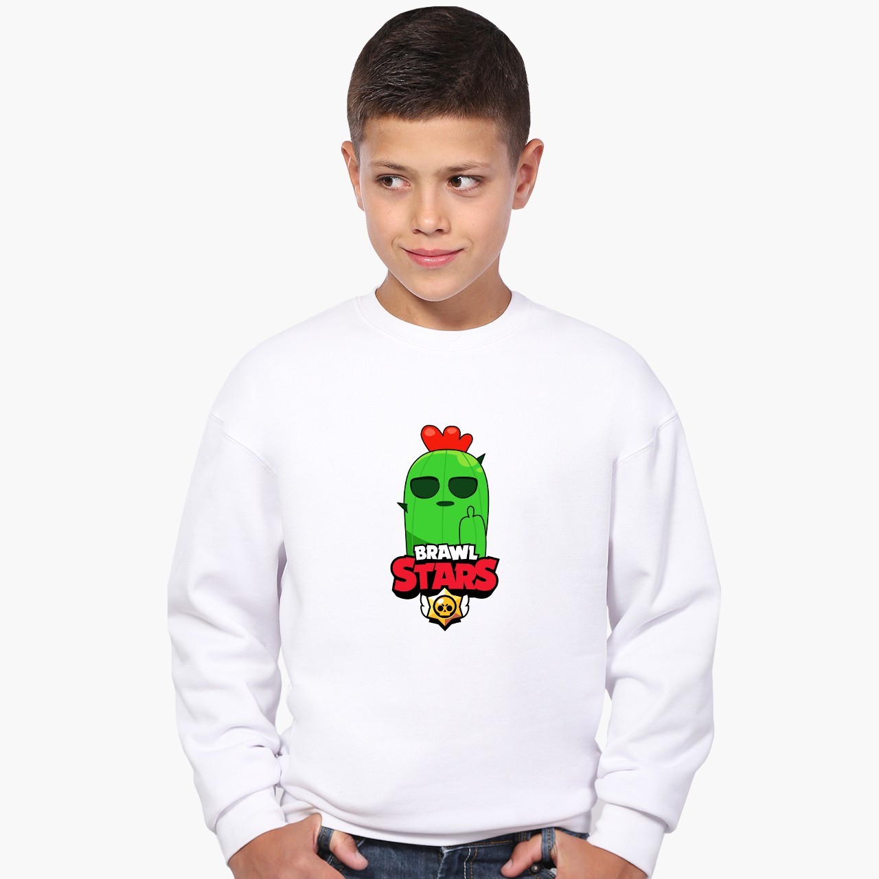 

Свитшот для мальчиков Бравл Старс Спайк (Brawl Stars Spike) (9509-1013) 122-128 см Белый