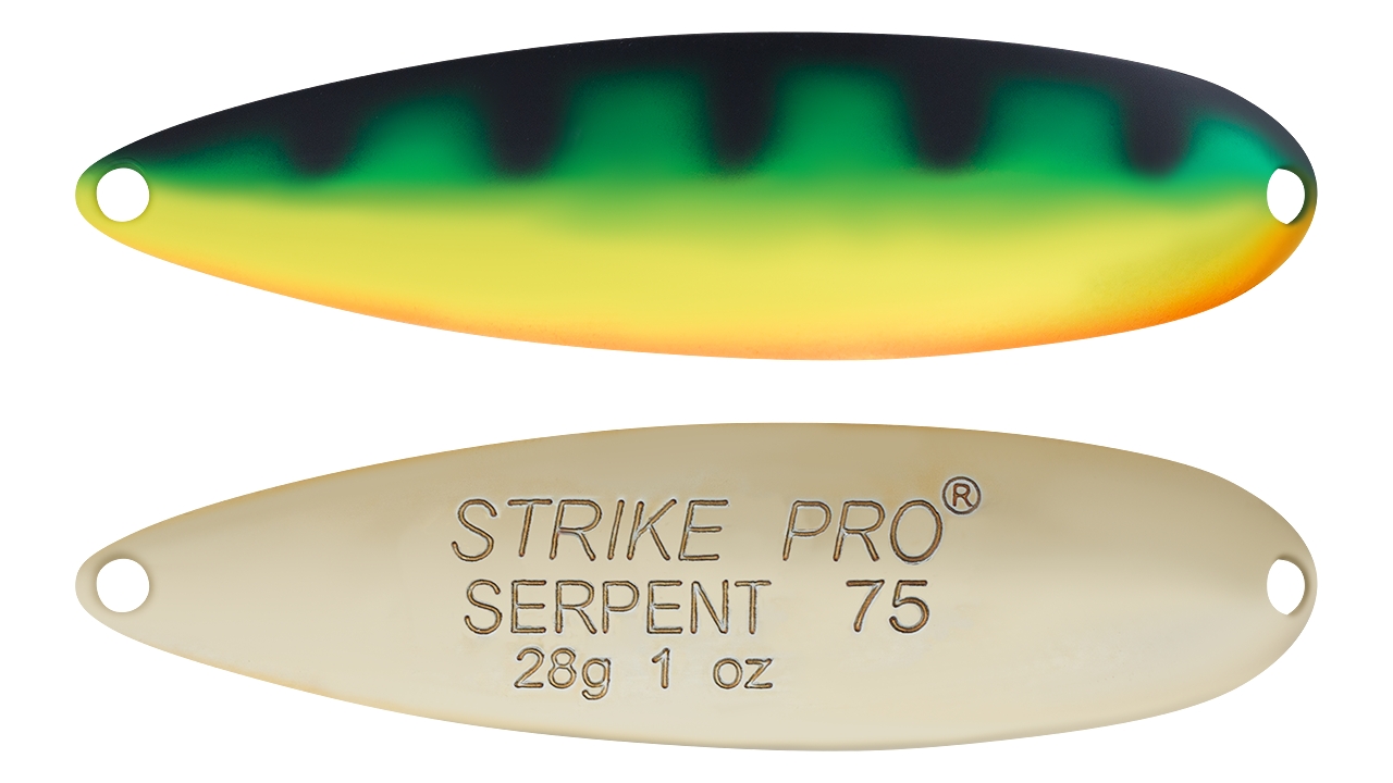 

Блесна колеблющаяся Strike Pro Serpent Double 75M, 75 мм, 18 гр, Двойник-незацепляйка, (ST-010BD#A45E-GP) (96255)