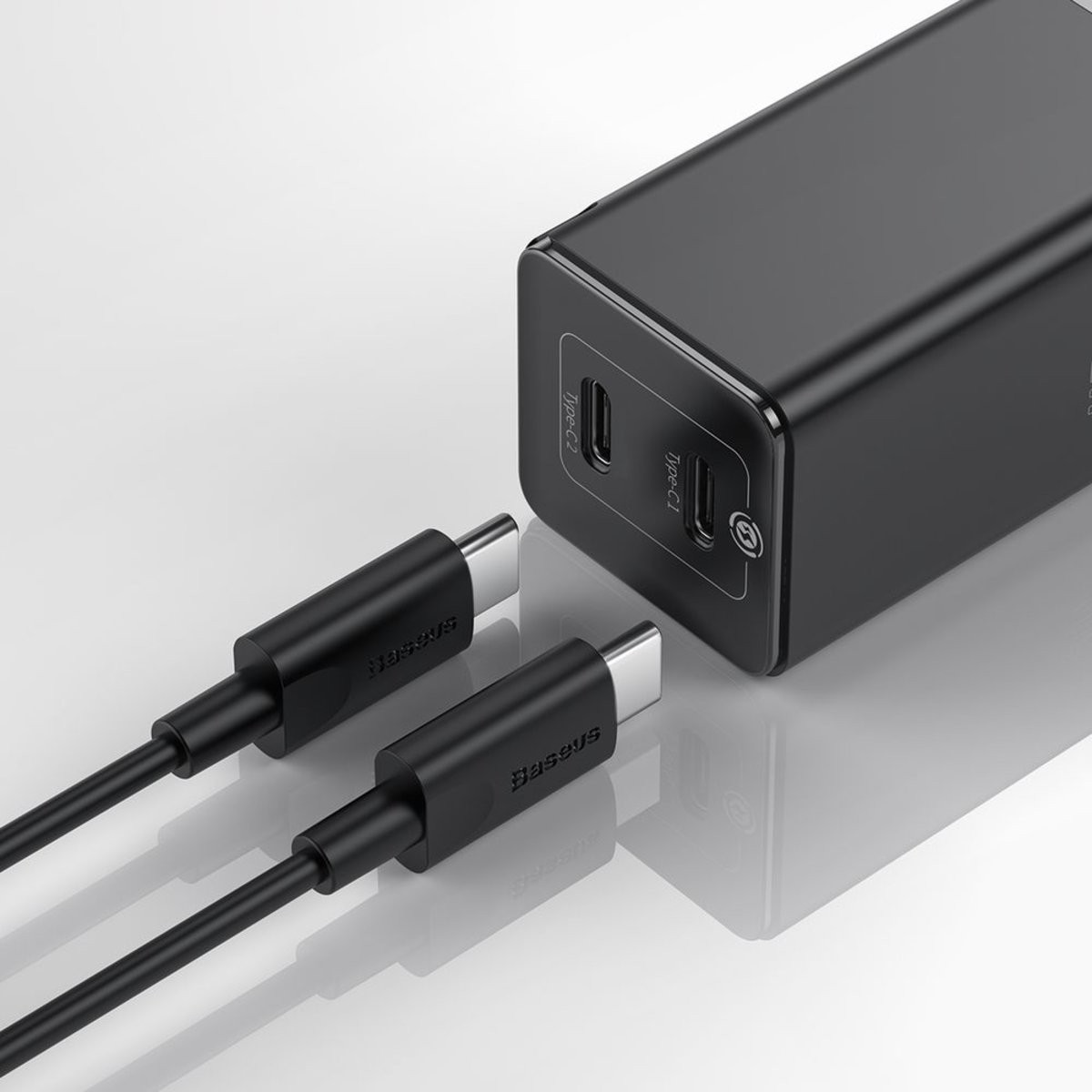 

Зарядное устройство Baseus GaN2 QC C+C 45W + Cable Type-C 60W Black (CCGAN-M01)