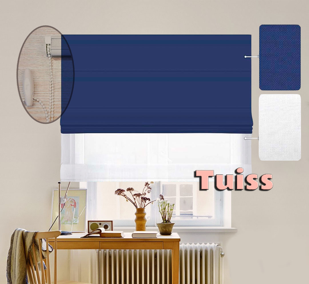 

Двойная римская штора День-Ночь ТВИН Lux Coullise InHt Джуси Велюр 355 Синий + Тюль Лён Белоснежный 70х170 см