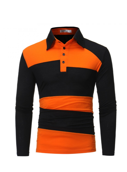 

Мужское поло c длинным рукавом Fashion Man ST00004 рM черно-оранжевое