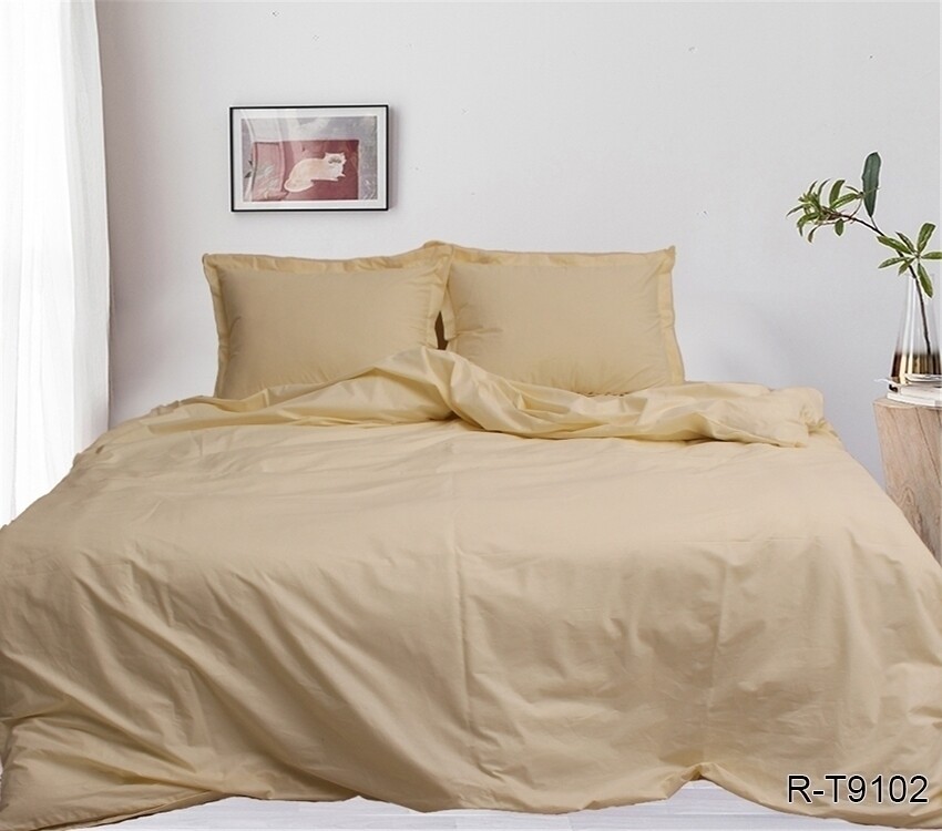 

Комплект постельного белья Ранфорс Люкс на молнии СВЕТЛЫЙ БЕЖ R-T9102 семейный 150*220 2 шт, наволочки 50*70