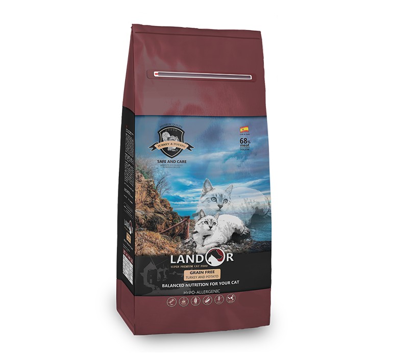 

Сухой беззерновой корм для котов Landor Индейка с бататом Landor Grain Free Turkey & Potato 10кг