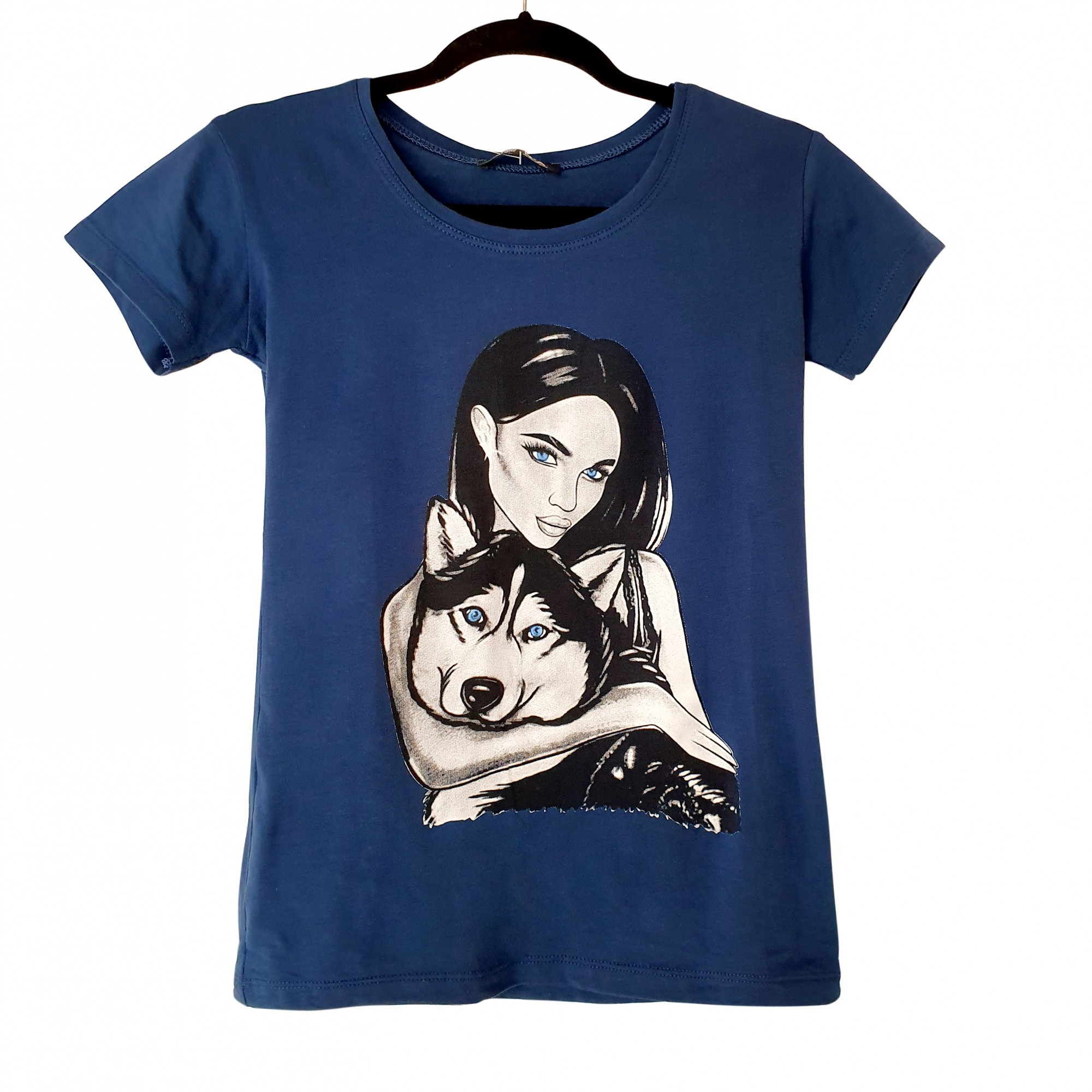 

футболка женская N Angels Girl and husky синяя One size 3255