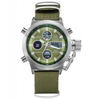 

Мужские наручные часы AMST 3003 Silver-Green Green Wristband