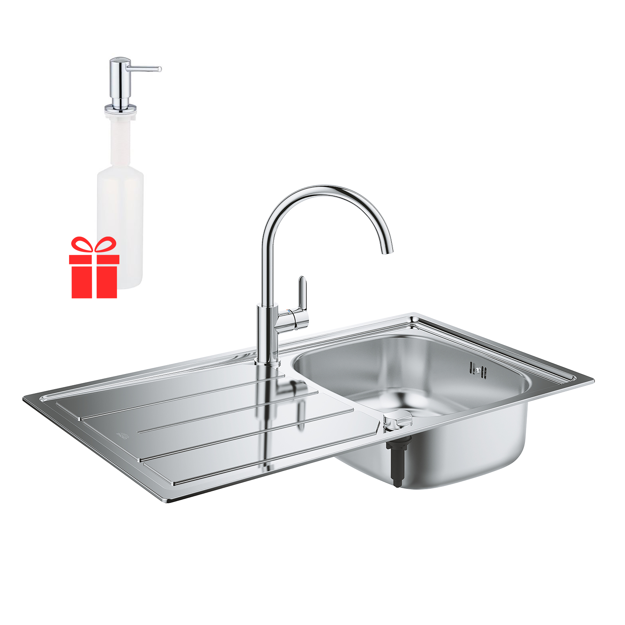 

Набор Grohe мойка кухонная K200 31562SD0 + смеситель BauEdge 31367000 + дозатор для моющего средства Contemporary 40536000 (31562SD03136700040536DC0)