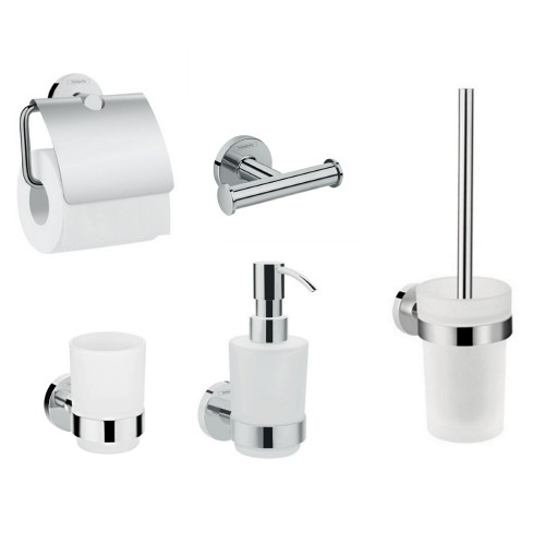 

Набор аксессуаров 5-в1 Hansgrohe Logis (цвет - хром/стекло матовое, белое) (41723111)