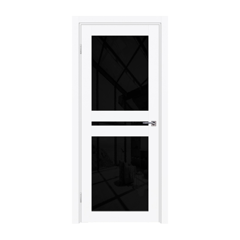

Дверное полотно ТД ТД-70 2000х800 мм Белый матовый L (чёрн. стекло)