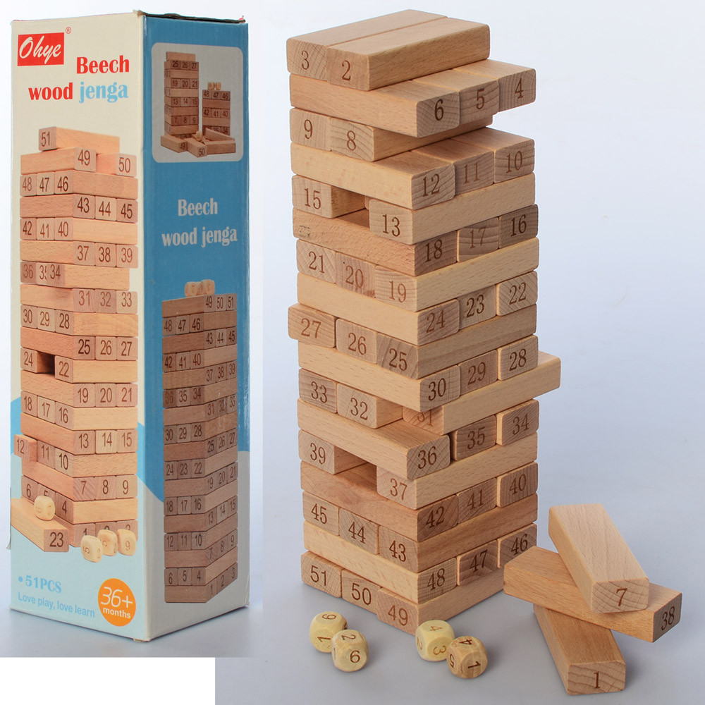 

Деревянная игрушка Игра MD 2654 Башня, блоки, 51 шт, в кор-ке, 8-28,5-8см