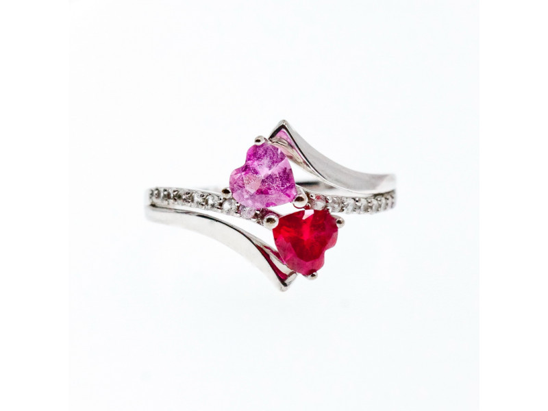 

Серебряное кольцо с рубином морганитом и кварцем Сердца Натуральный Sky Jewelry 003010