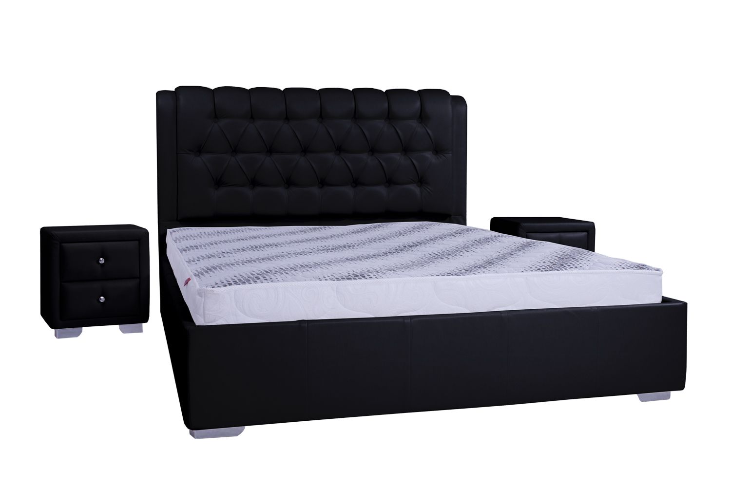 

Кровать со съемным чехлом и механизмом Zevs-M Каролина (металлический каркас) Boom 24 черная 160х190