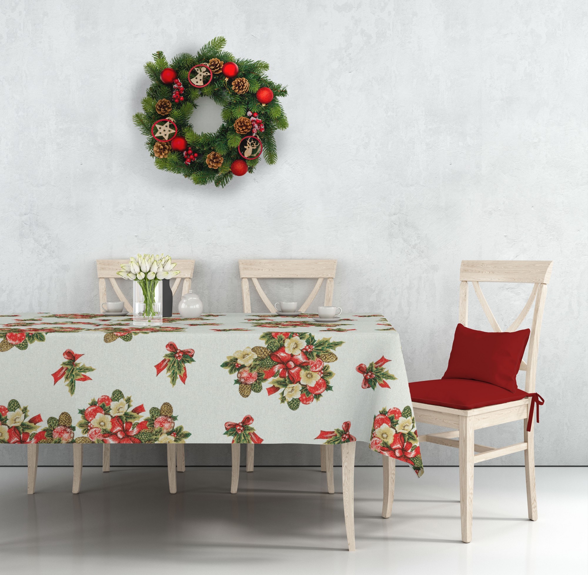

Скатерть Новогодняя Wassa-Home-Decor 130х80 см Новогодний букет Блестящая