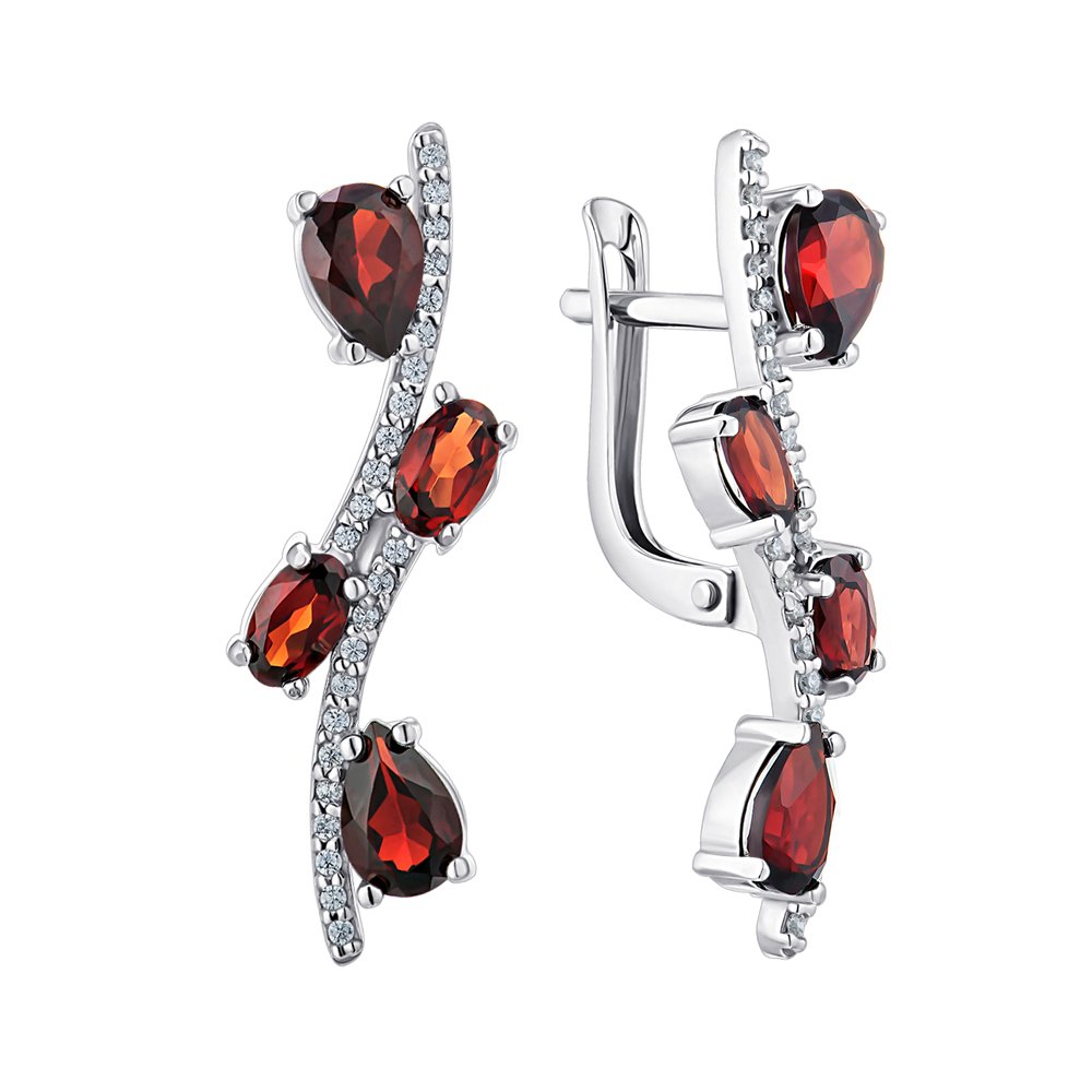 

Серебряные серьги с гранатами и фианитами 000140757