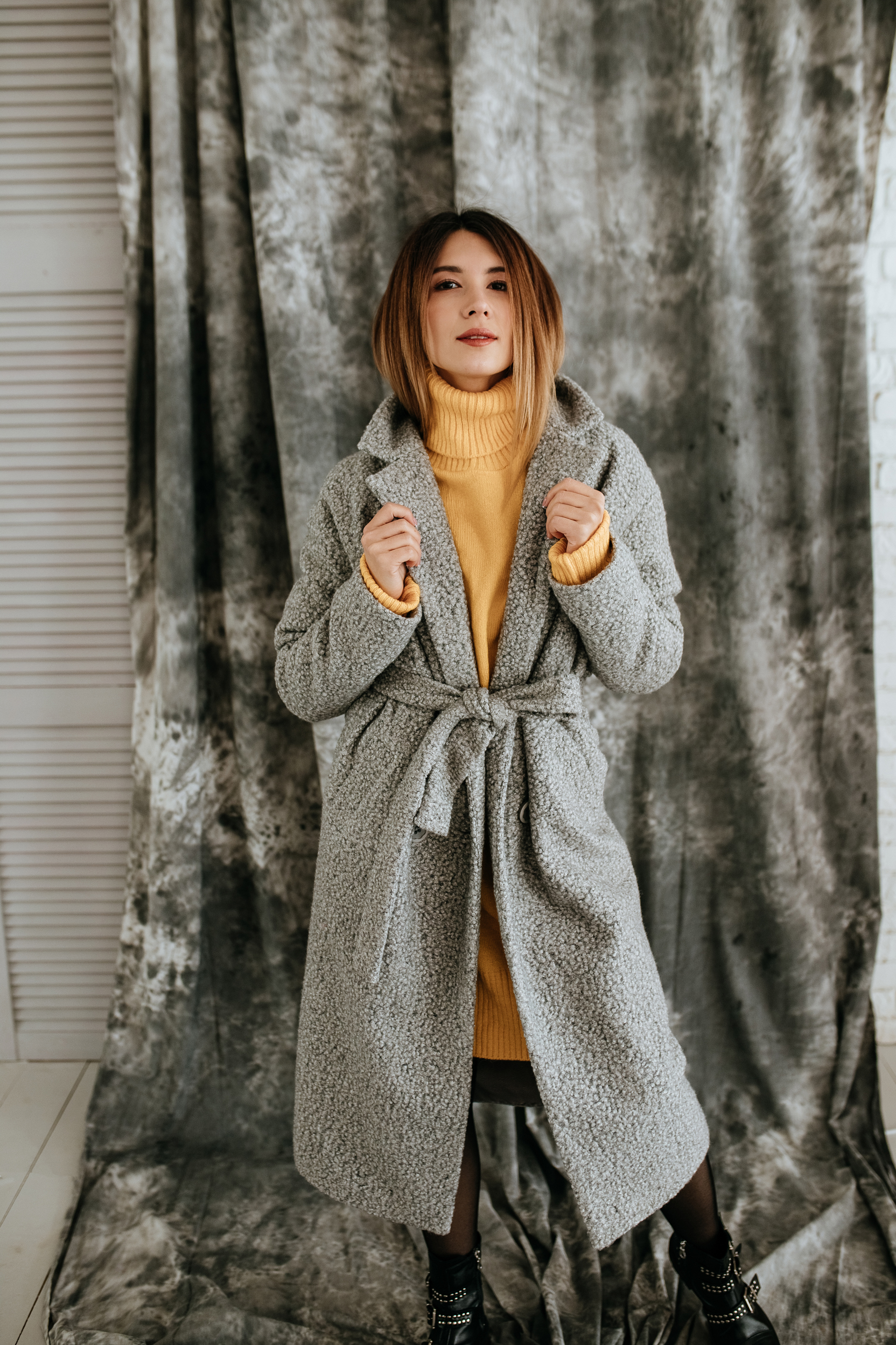 

Пальто Wear me стильное из букле барашек L Серый 2w/01/23