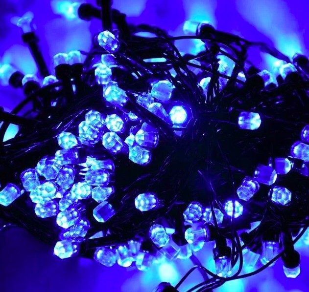 

Гирлянда черный шнур кристалл 200 LED синяя