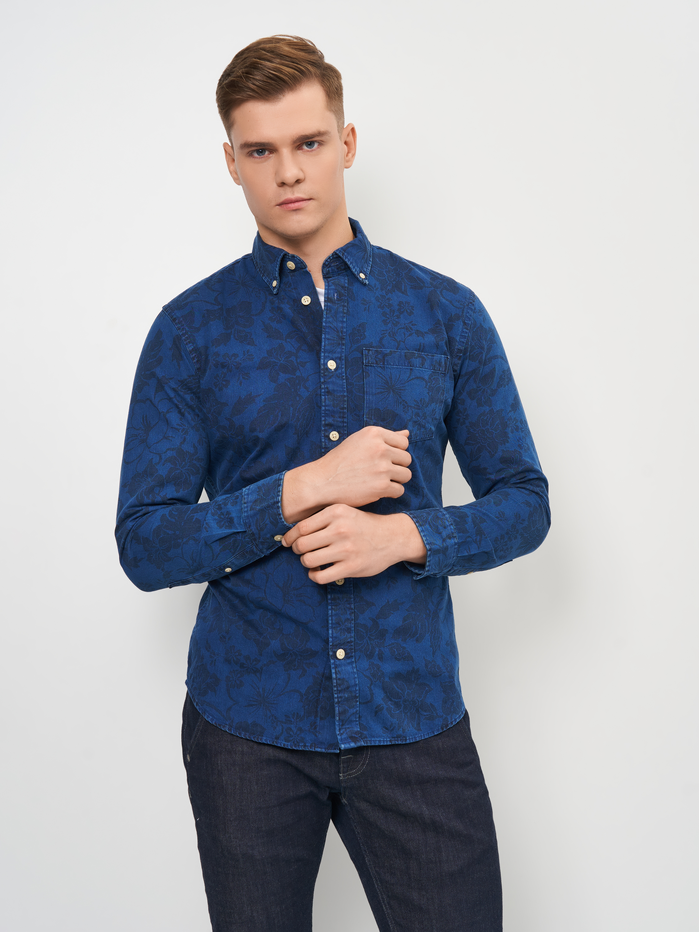 

Рубашка Selected Homme XAZ269703APWG  Синяя с черным, Рубашка Selected Homme XAZ269703APWG M Синяя с черным