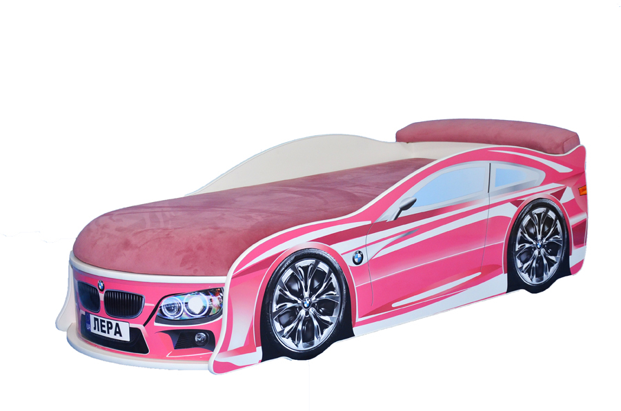 

Кровать-машина Avto-UA BMW розовая с матрасом Стандарт с механизмом 70х150
