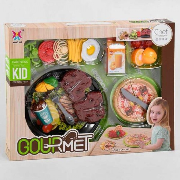 

Игровой Набор продуктов для детской кухни XJ 369 (БФ) продукты на липучке, пицца,тарелка, сковорода
