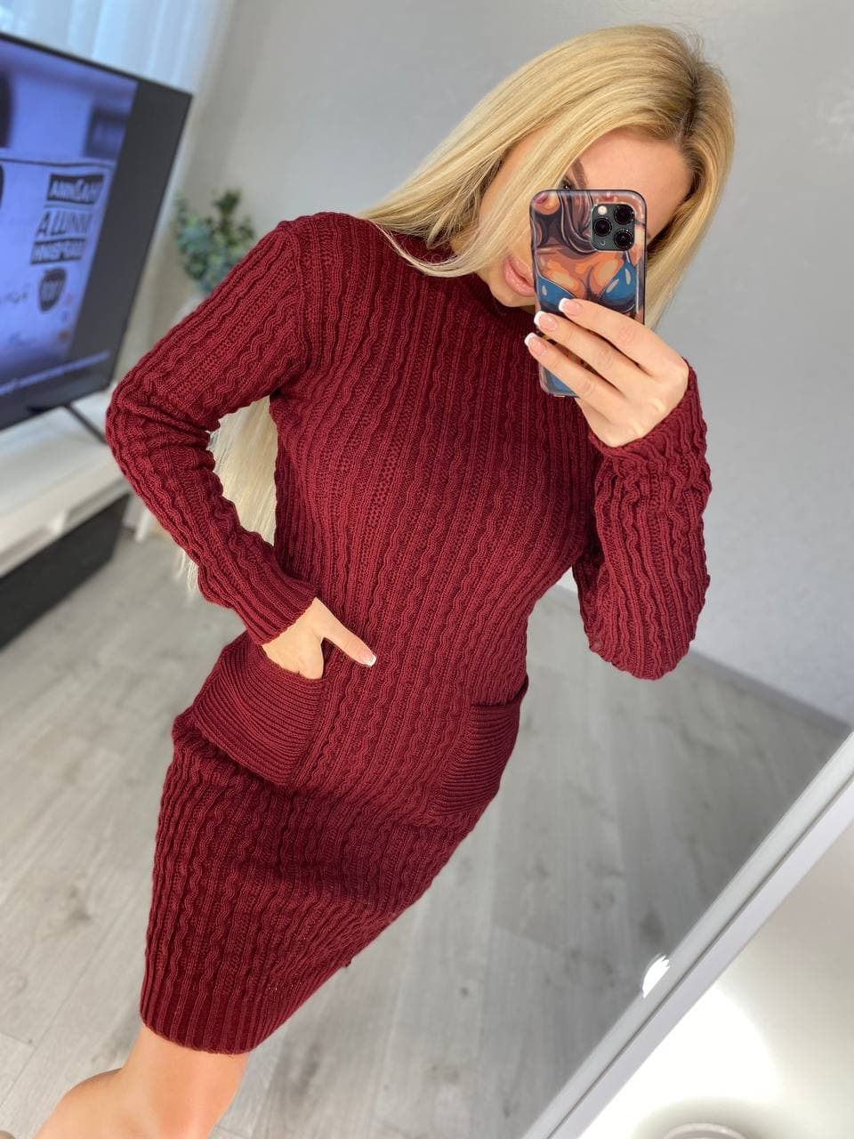 

Fashions • Платье вязаное Viki Fashions - бордовый (054-нс, Fashions • Платье вязаное Viki Fashions 46-52 бордовый (054-нс)