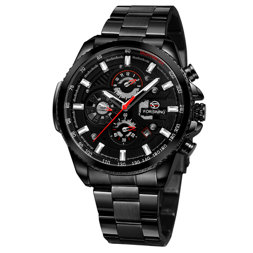 

Наручные часы Forsining 6909 All Black-Red