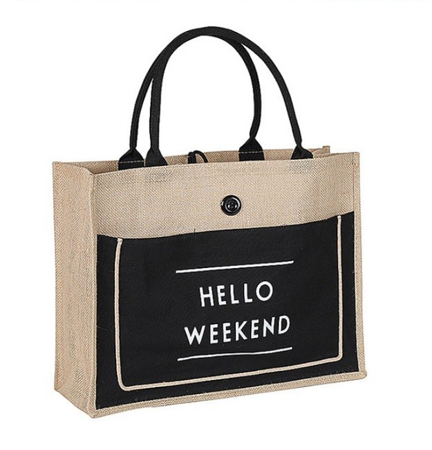 

Сумка льняная Hello Weekend GABWE плетеная М Черный