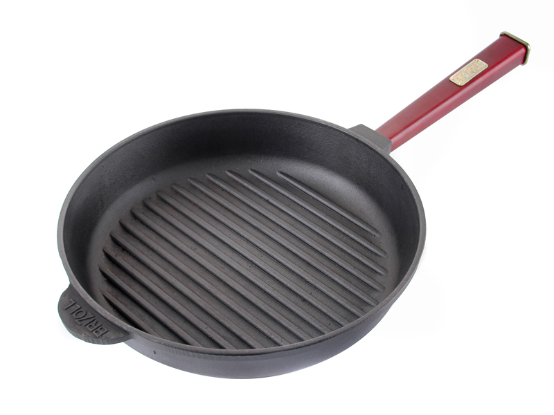 

Сковородка Сковорода чугунная гриль Elen Brizoll 559-312 с ручкой, 280х50, optima-bordo
