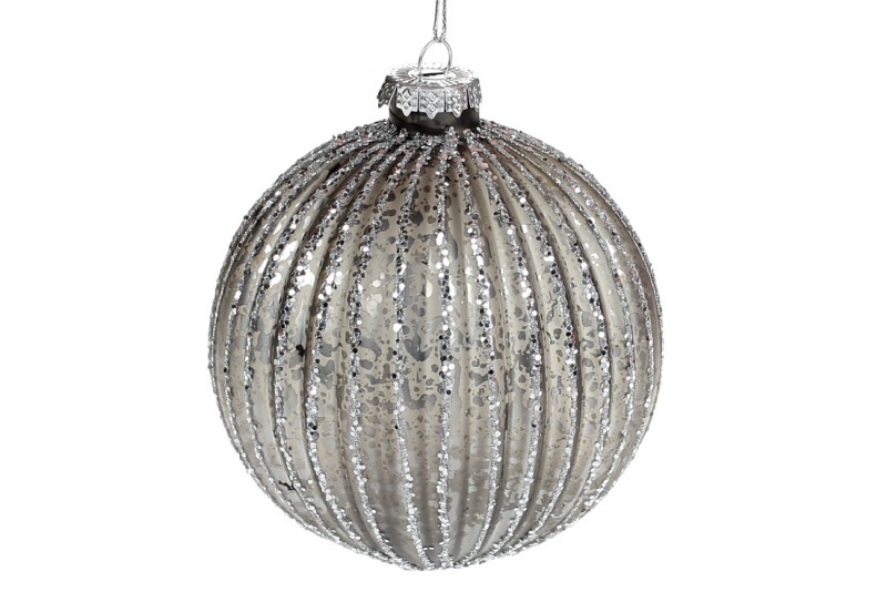 

Елочный шар Bon рельефной формы с глиттером 10см, цвет - графит (IR05963)