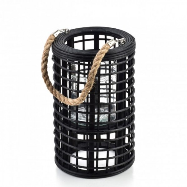 

Подсвечник-фонарь с ручкой LUCIE BLACK H-30 см. Flora 35616