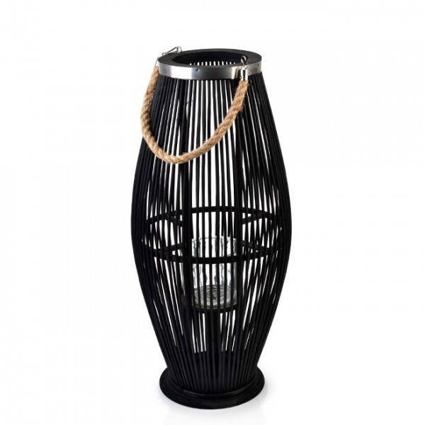 

Подсвечник-фонарь с ручкой LUCIE BLACK H-58 см. Flora 35632
