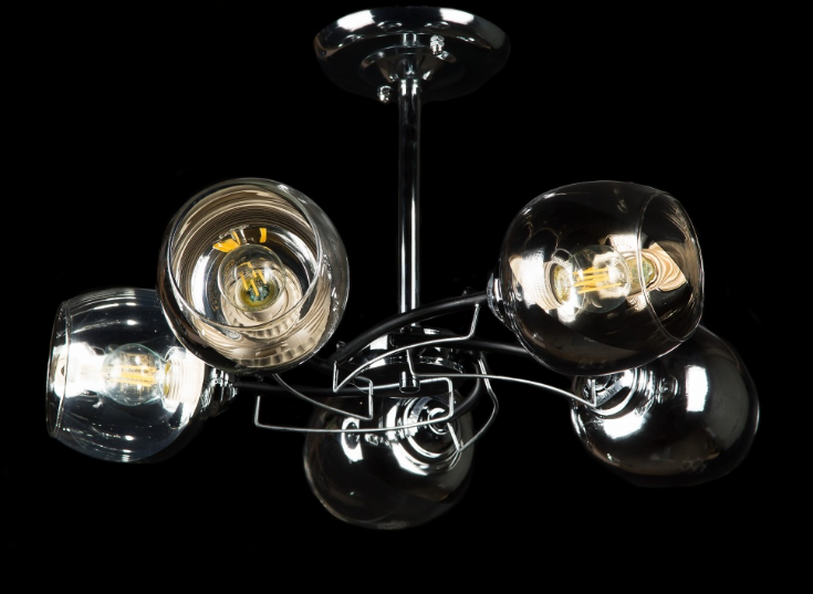 

Люстра с плафонами Ray L9770B/5 (CR+BLK) (AN004984)