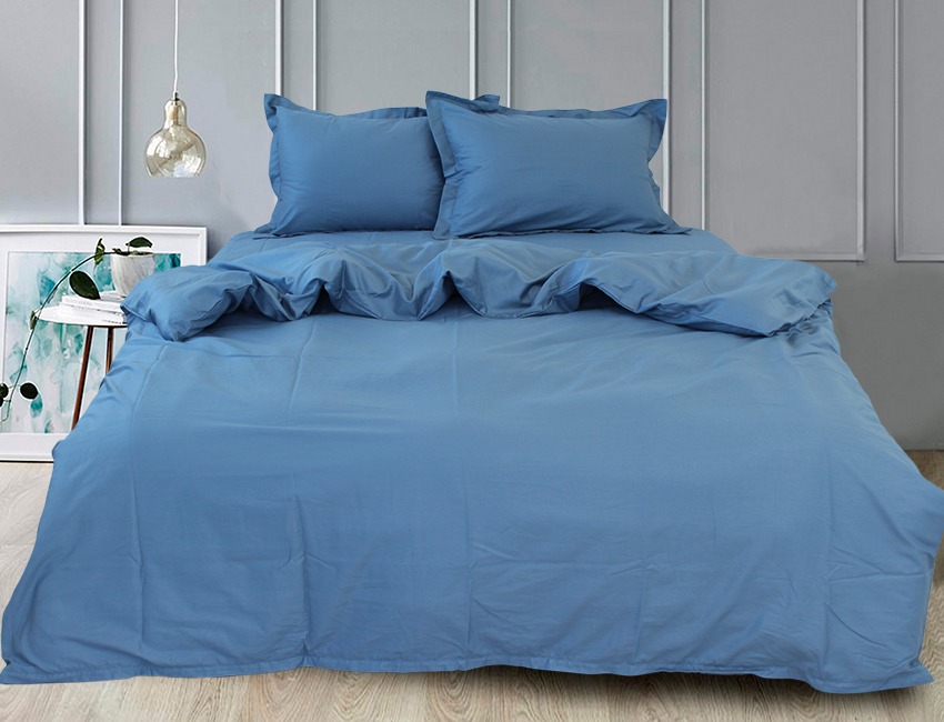 

Постельное белье однотонное сатин люкс TAG tekstil Blue Grey Двуспальный