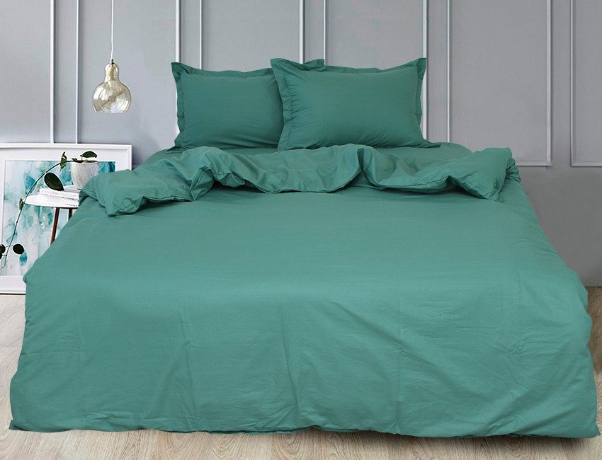 

Постельное белье однотонное сатин люкс TAG tekstil Green Полуторный