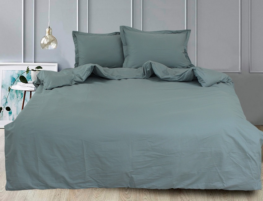 

Постельное белье однотонное сатин люкс TAG tekstil Green Grey Семейный