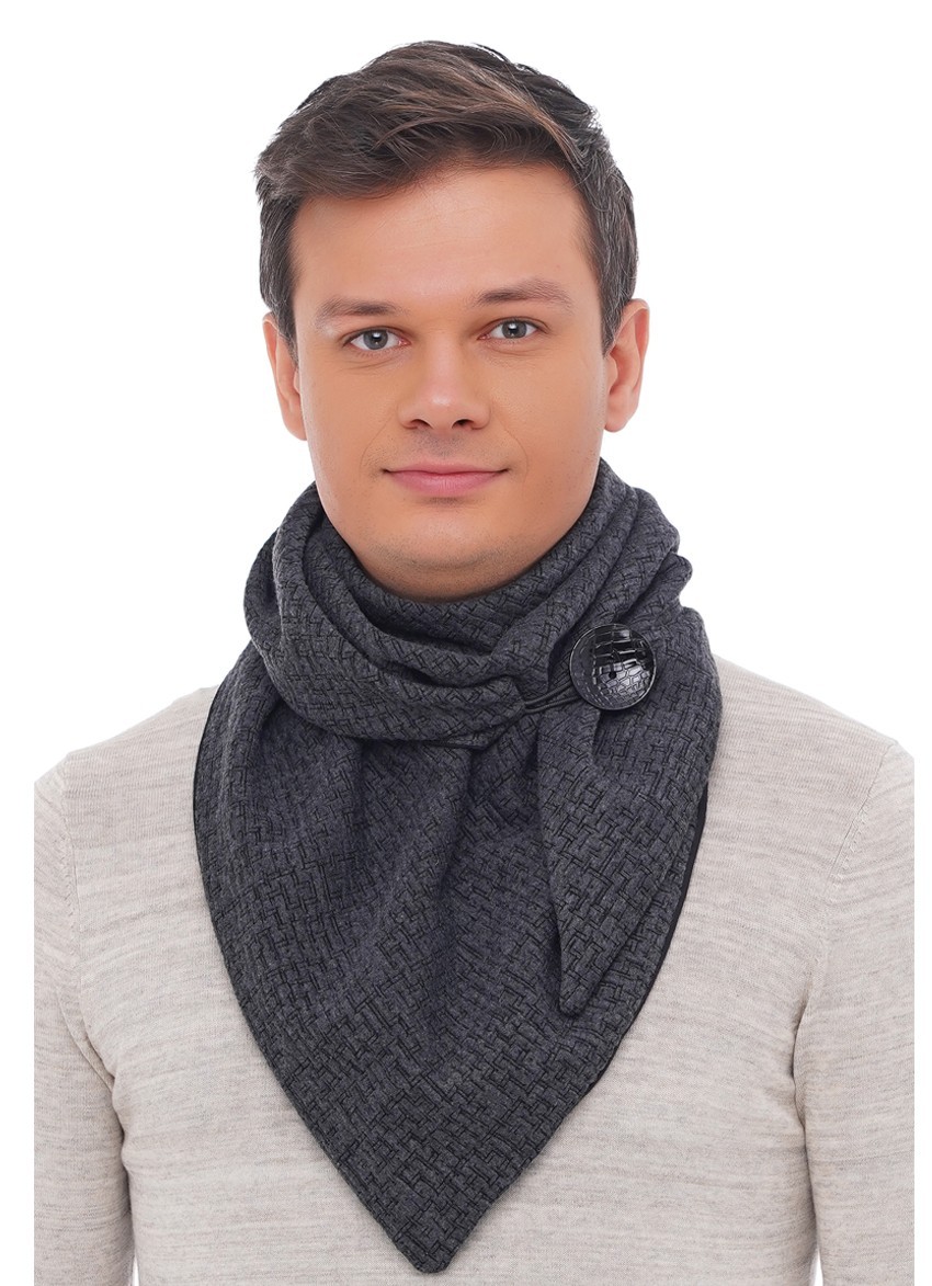 

Шарф мужской "Эдинбург" большой MyScarf теплый графитовый на пуговице