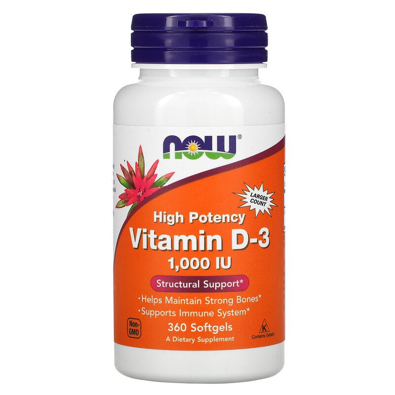 

Витамины и минералы NOW Foods Vitamin D3 1000 IU 360 капсул