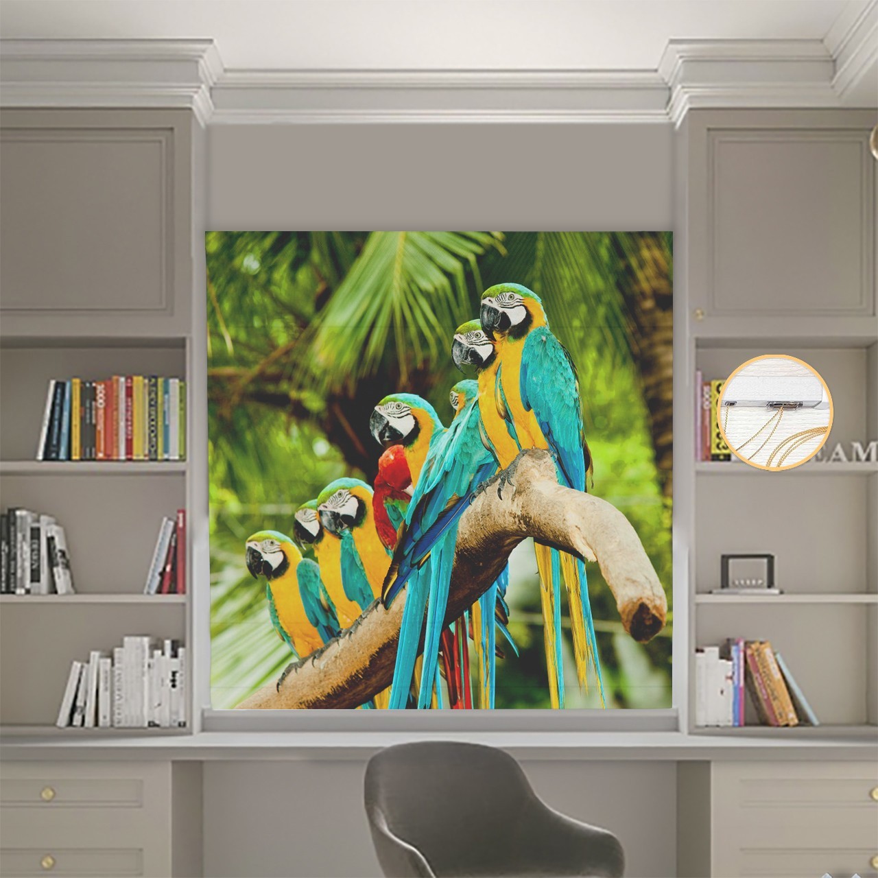 

Римские шторы DECOLIV Фотопечать Попугаи 00-375 Блэкаут 250*170 см