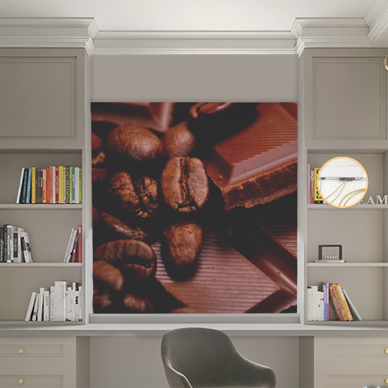 

Римские шторы DECOLIV Фотопечать Кофейные зерна 00-385 Блэкаут 50*170 см