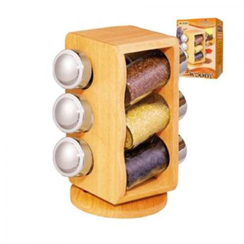 

Набор для специй на подставке Stenson Woody MS-0369 7 предметов