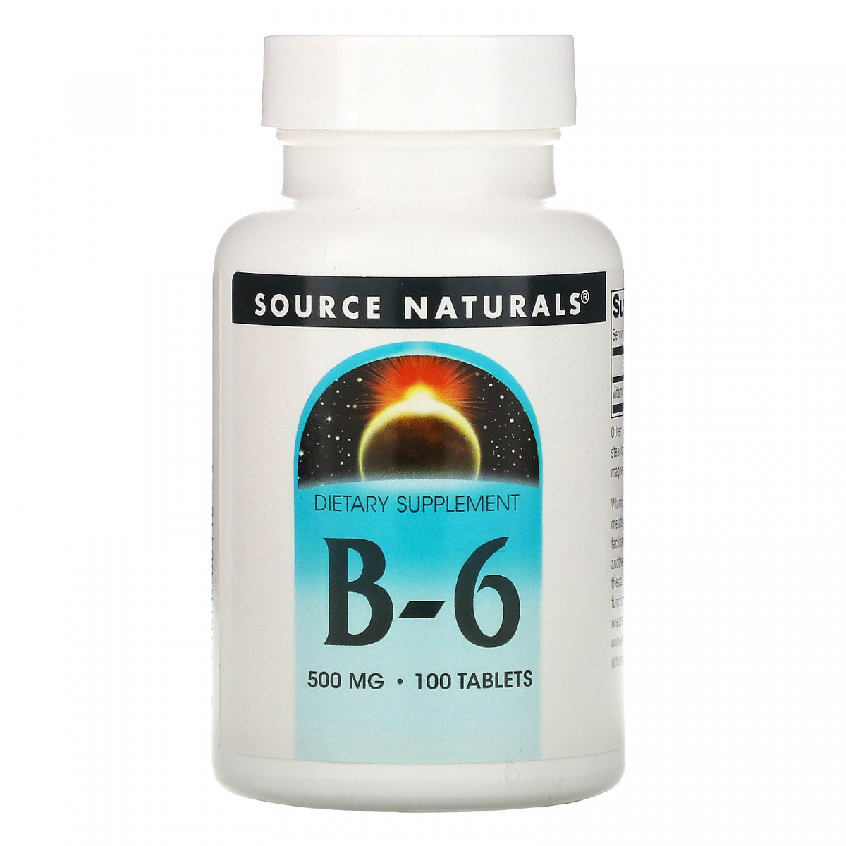 

Витамин B-6, B-6 Timed Release, Source Naturals, 500 мг, 100 таблеток
