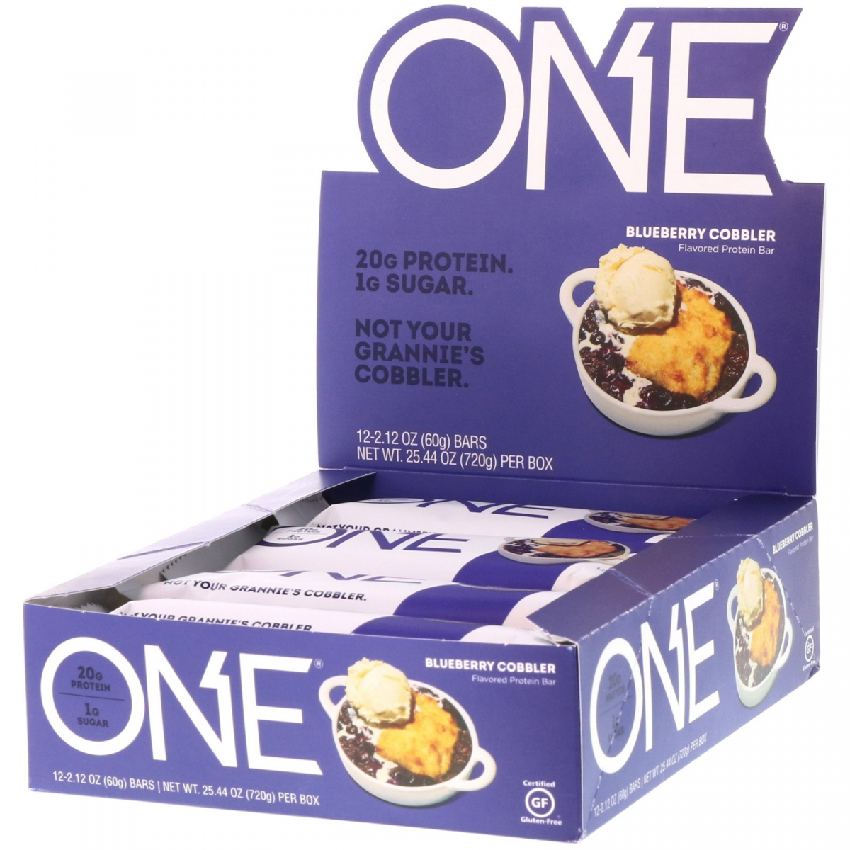 

One Bar, фруктовый пирог с голубикой, One Brands, 12 батончиков, 60 г (2,12 унций) каждый