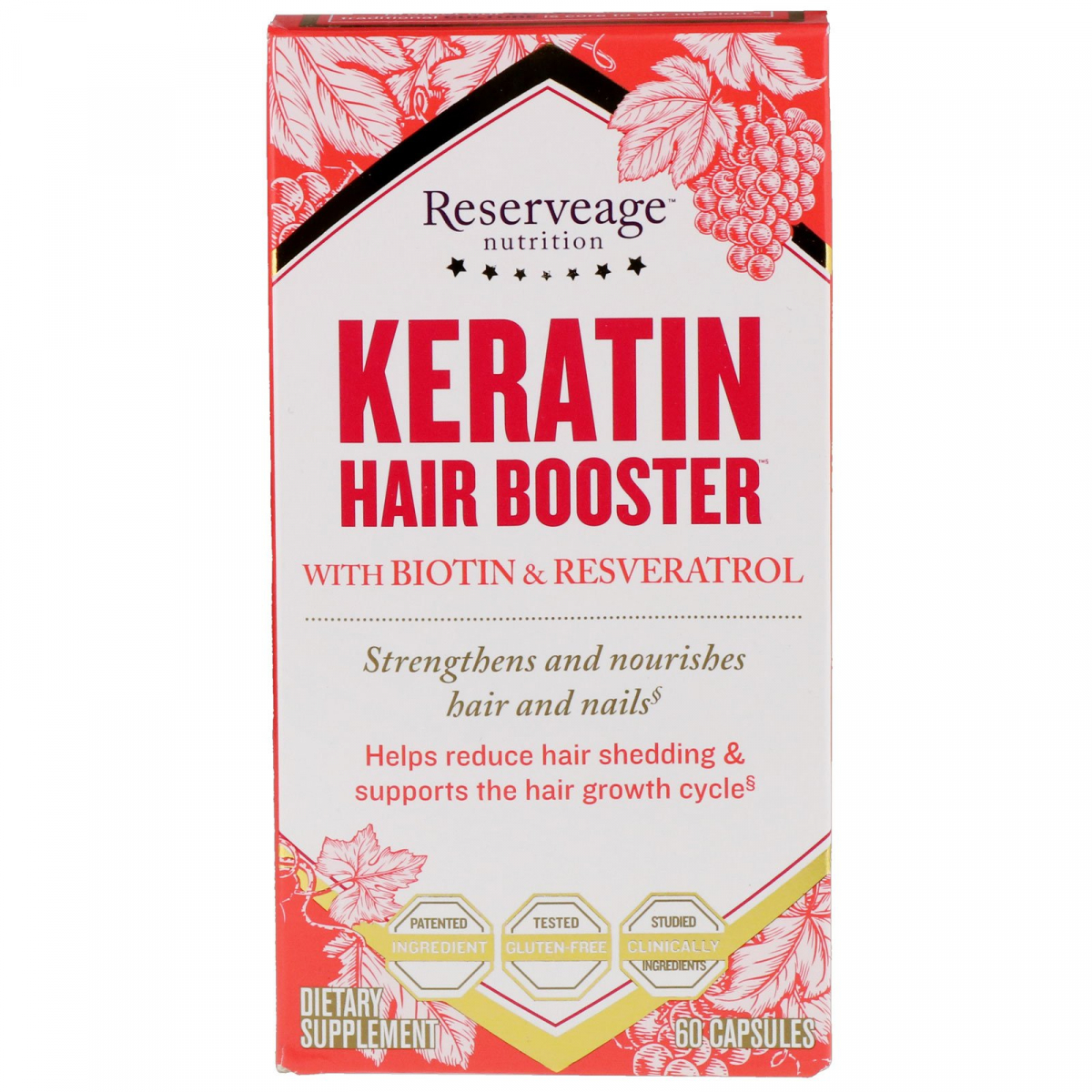 

Кератиновый усилитель волос ReserveAge Nutrition (Keratin Hair Booster) 60 капсул