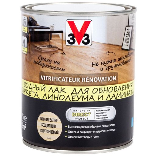 

Лак для пола V33 Renovation прозрачный полуглянцевый 2,5 л (11982285)