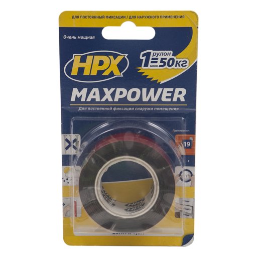 

Лента акриловая HPX Maxpower черная 2,5 мм х 1.5 м (11615373)