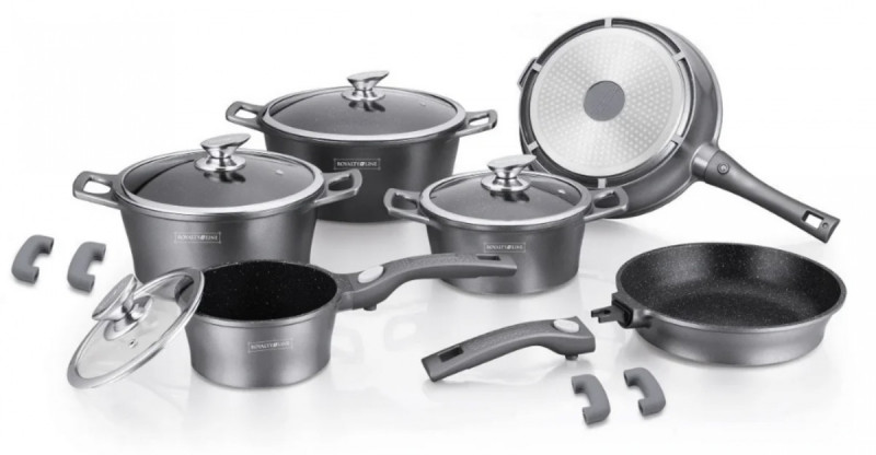 

Набор кухонной посуды Royalty Line RL-ES-1014M-silver серый 14 предметов