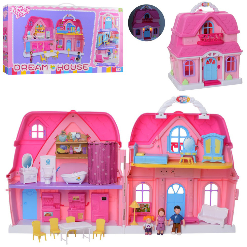 

Кукольный домик BLD500, мебель, фигурки, со звуковыми эффектами Bambi