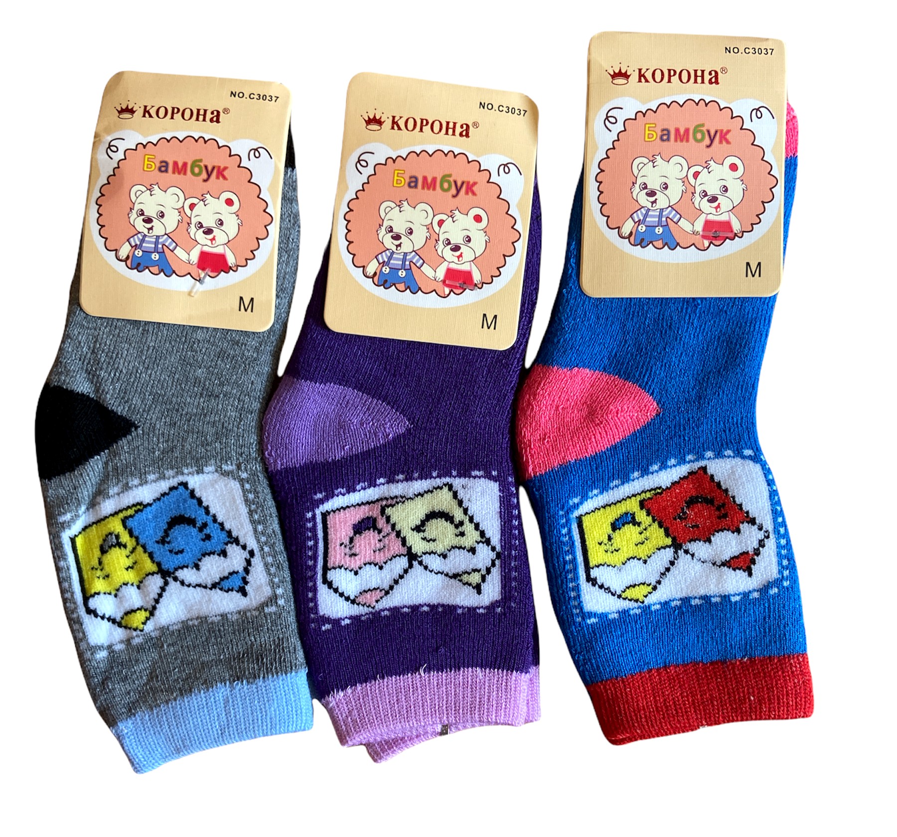 

Набор детских махровых носков 3шт "Корона" С3037 Размер M №101