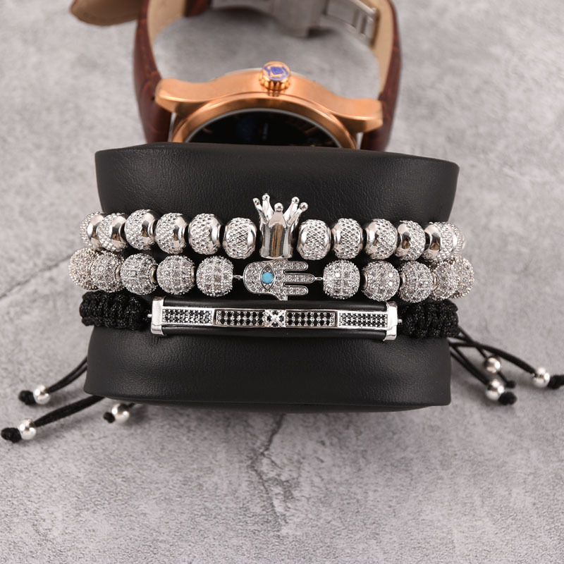 

Браслет мужской BlackPink Hamsa Rossl из 3 шт, Серебро